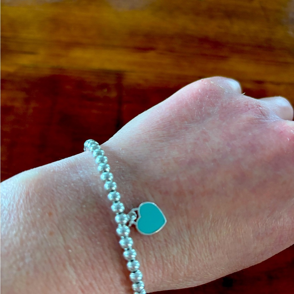 Tiffany bracelet
Blue heart 
Sterling silver